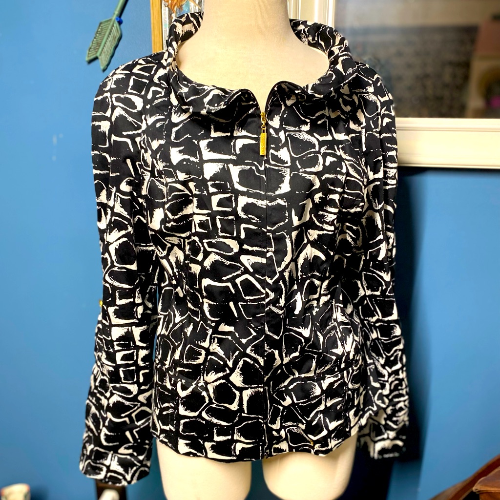 St. John Sport Abstract Art Black & White Jacket